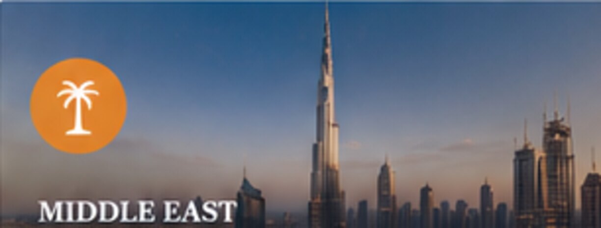 Modern city skyline in the Middle East